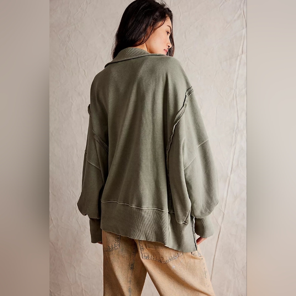 NWT Free People We The Free Camden Henley Sweatshirt In Laurel Oak, Size S 🌙 - Picture 3 of 3
